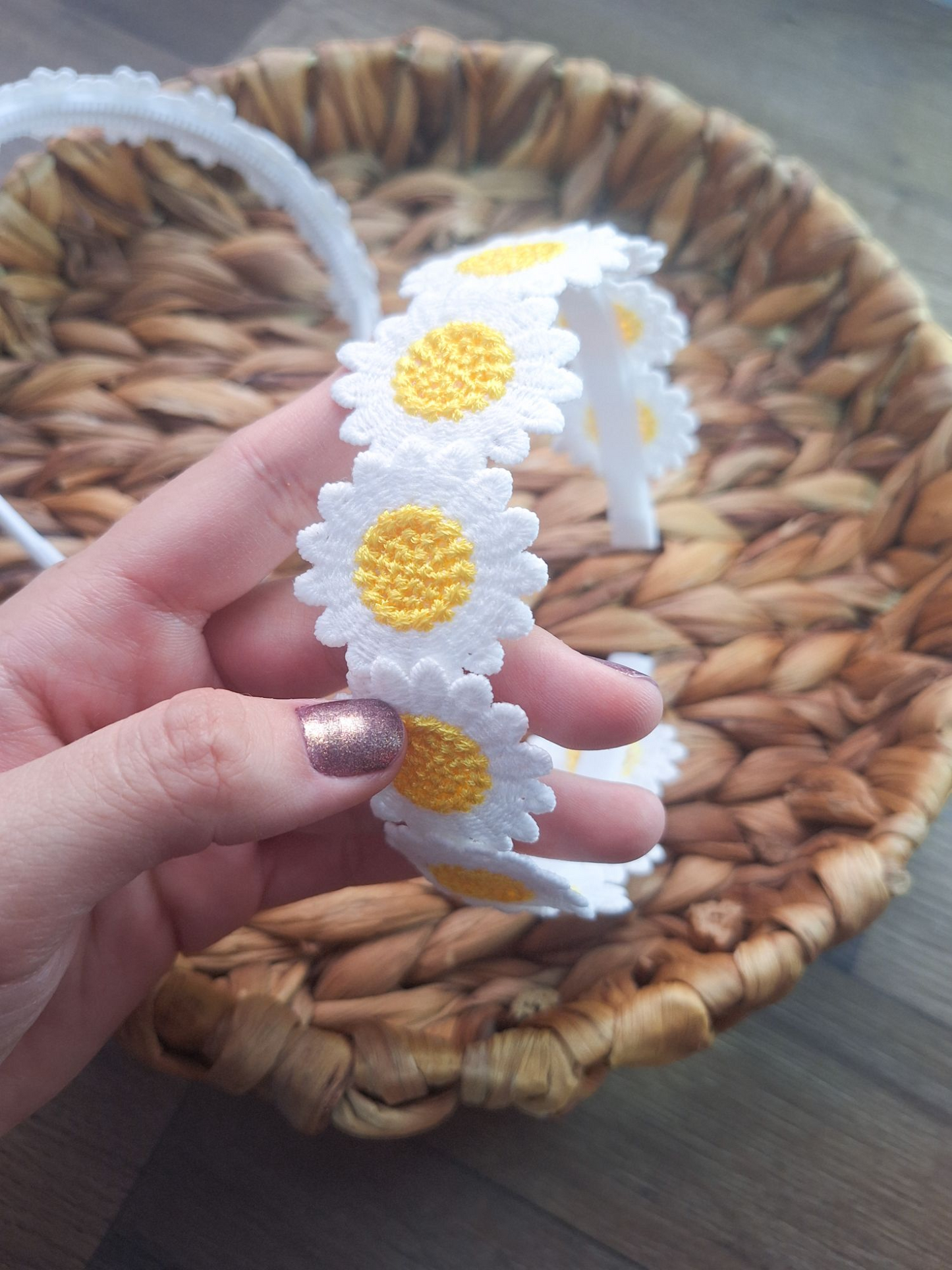 Diadema Margaritas Bordadas