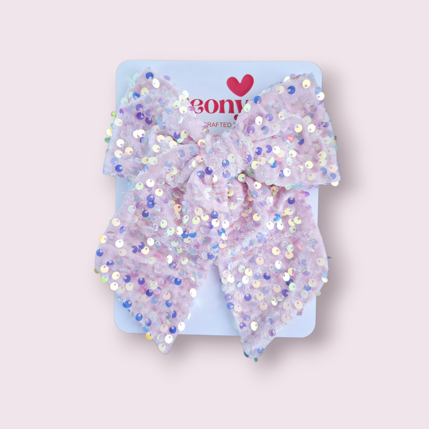 Moño Velvet Lentejuelas Rosa