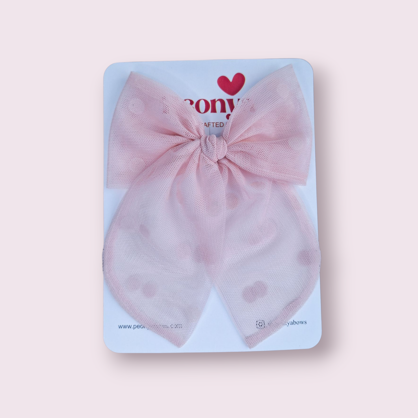 Moño Tul Dots Rosa Baby