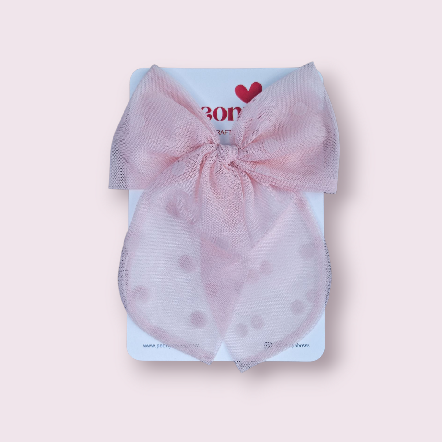 Moño Tul Dots Rosa Baby