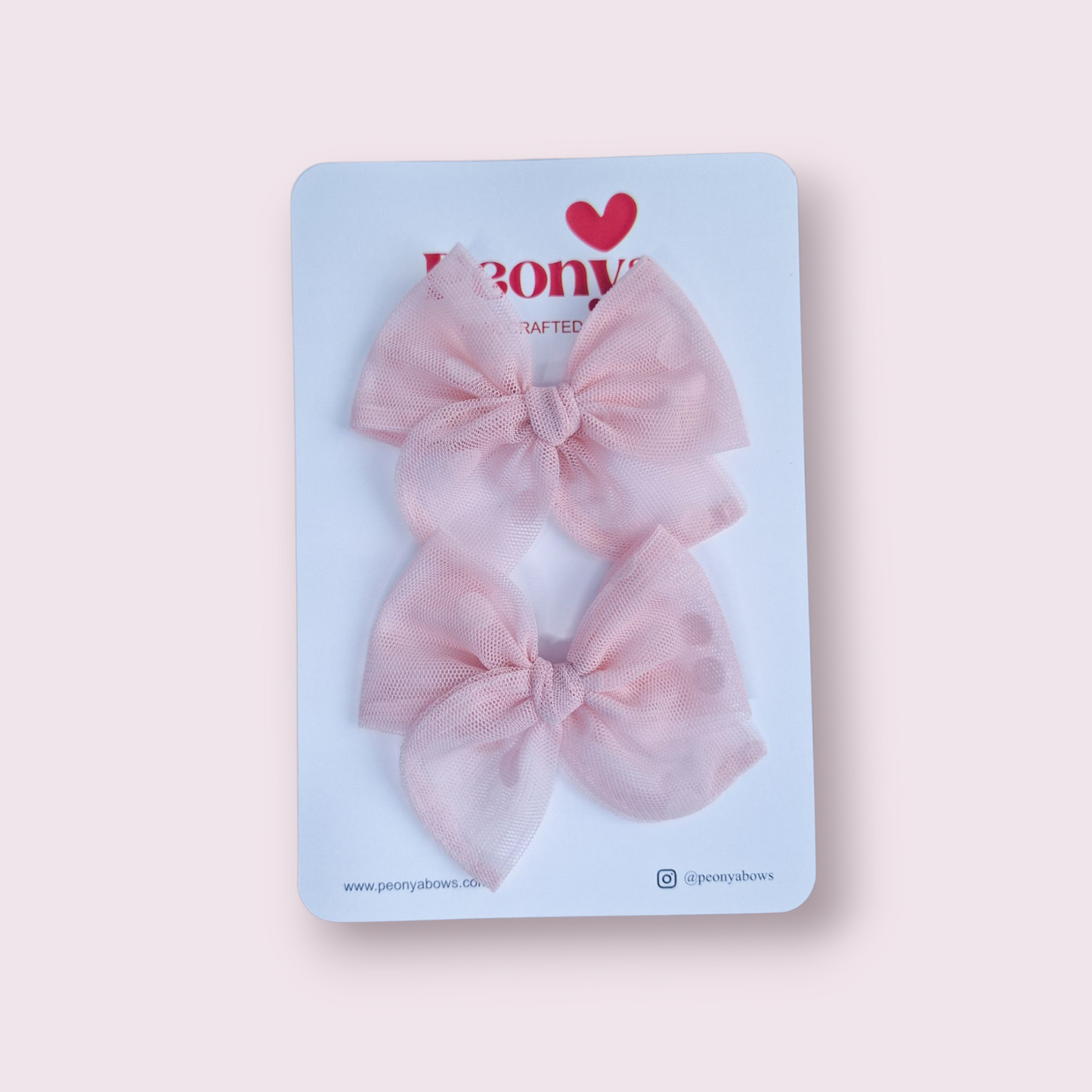 Moño Tul Dots Rosa Baby