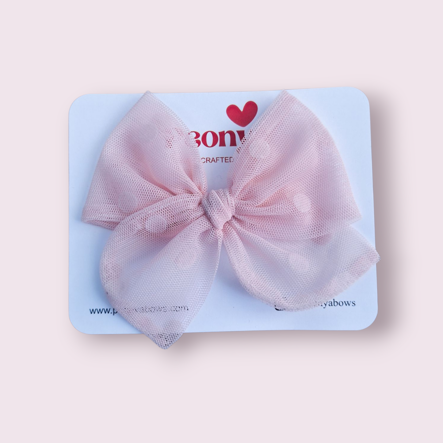 Moño Tul Dots Rosa Baby