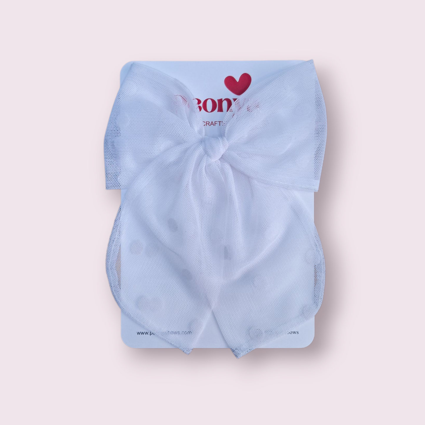 Moño Tul Dots Blanco
