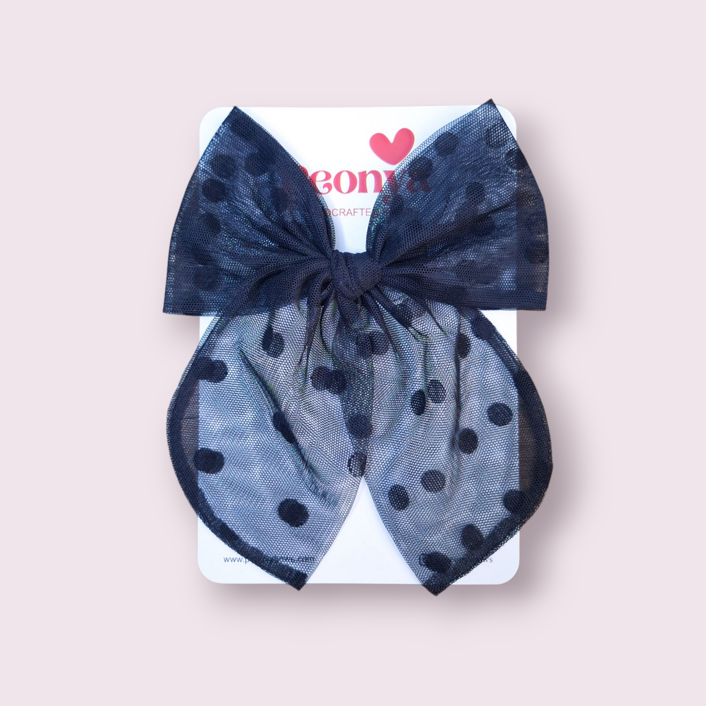 Moño Tul Dots Negro