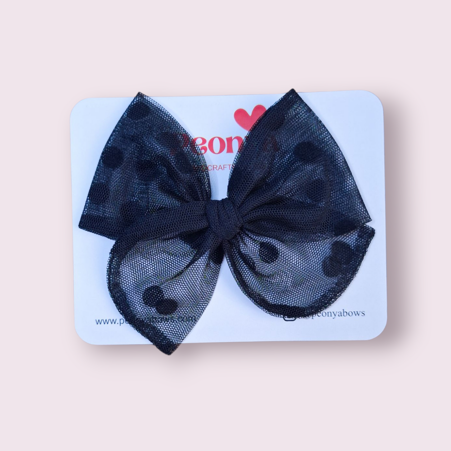 Moño Tul Dots Negro