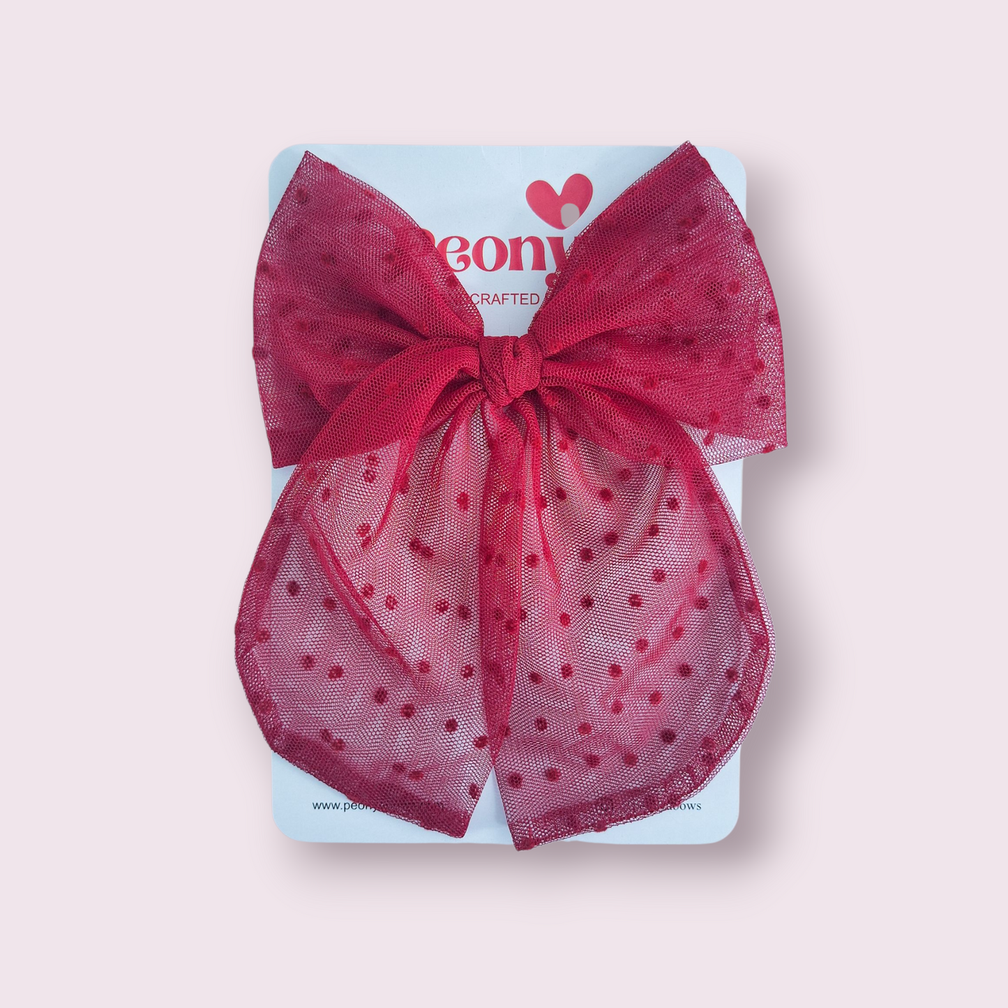Moño Tul Dots Rojo