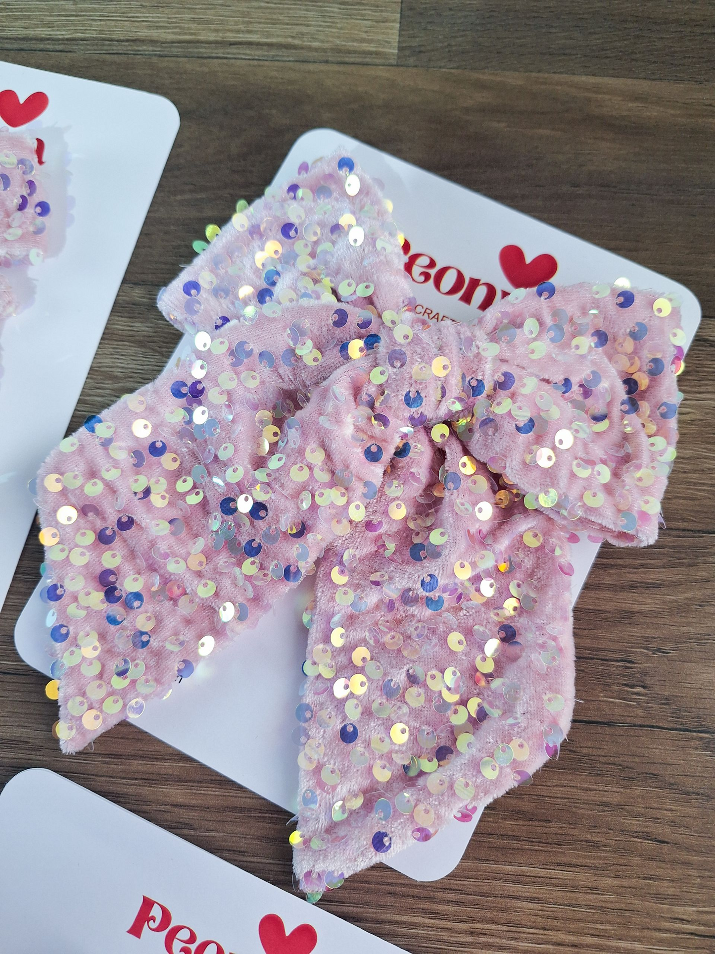 Moño Velvet Lentejuelas Rosa