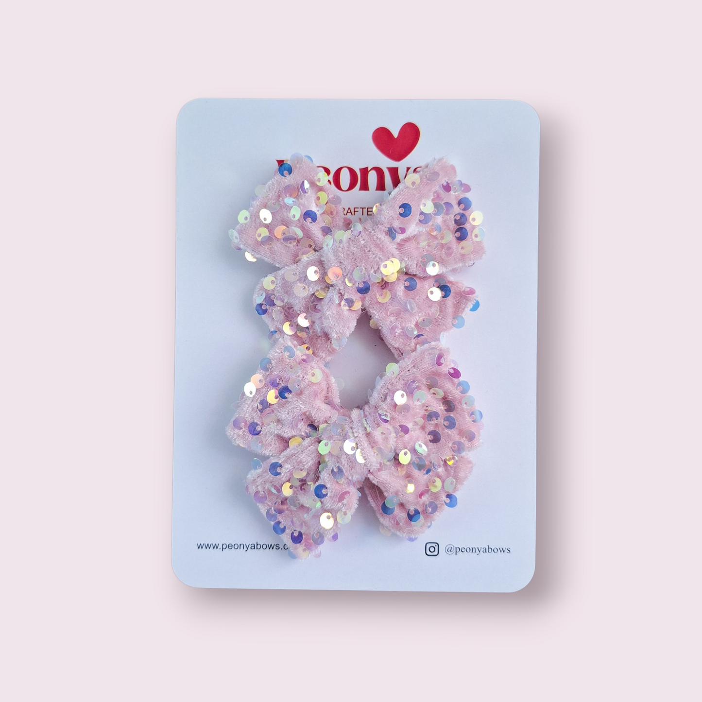 Moño Velvet Lentejuelas Rosa