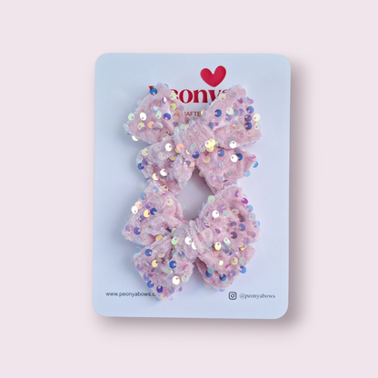 Moño Velvet Lentejuelas Rosa