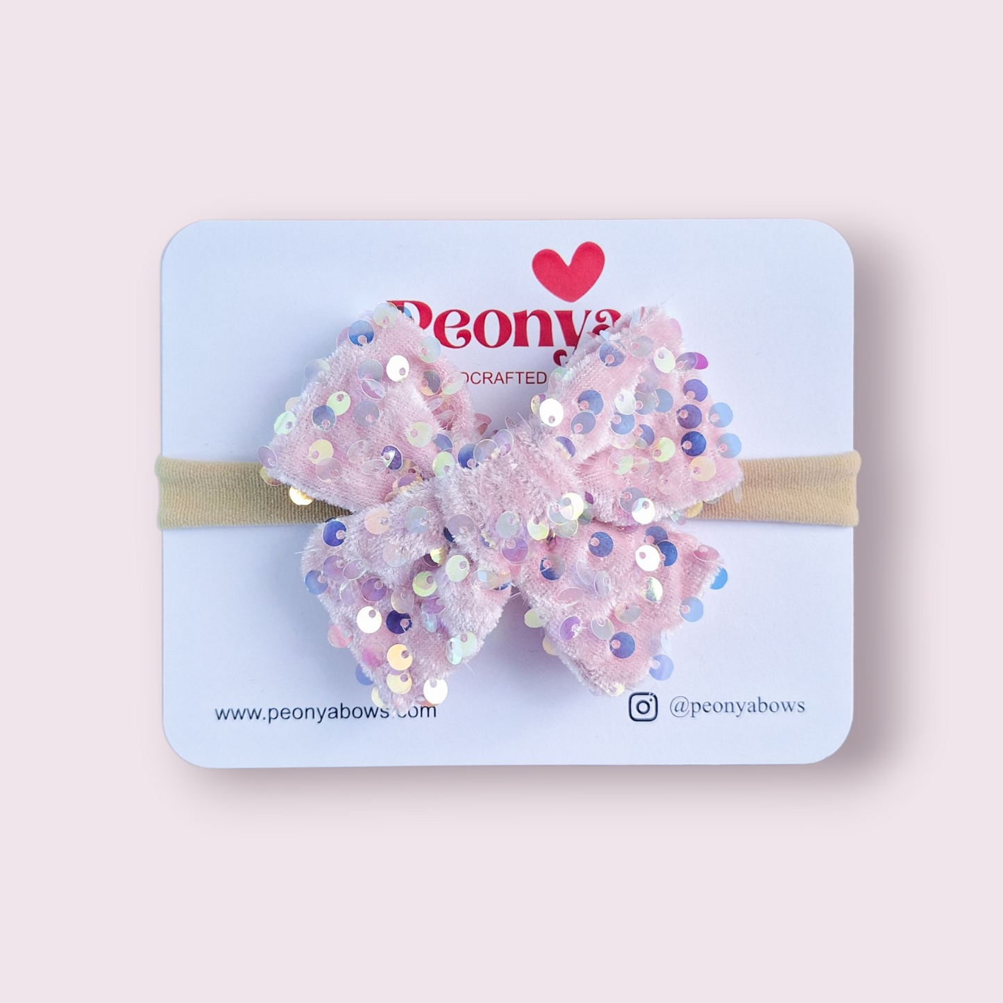 Moño Velvet Lentejuelas Rosa