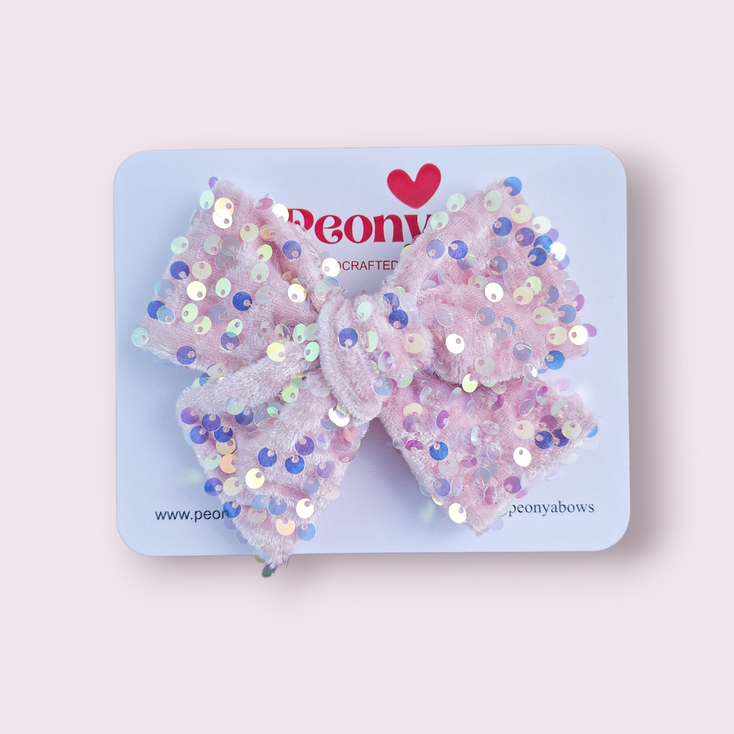 Moño Velvet Lentejuelas Rosa