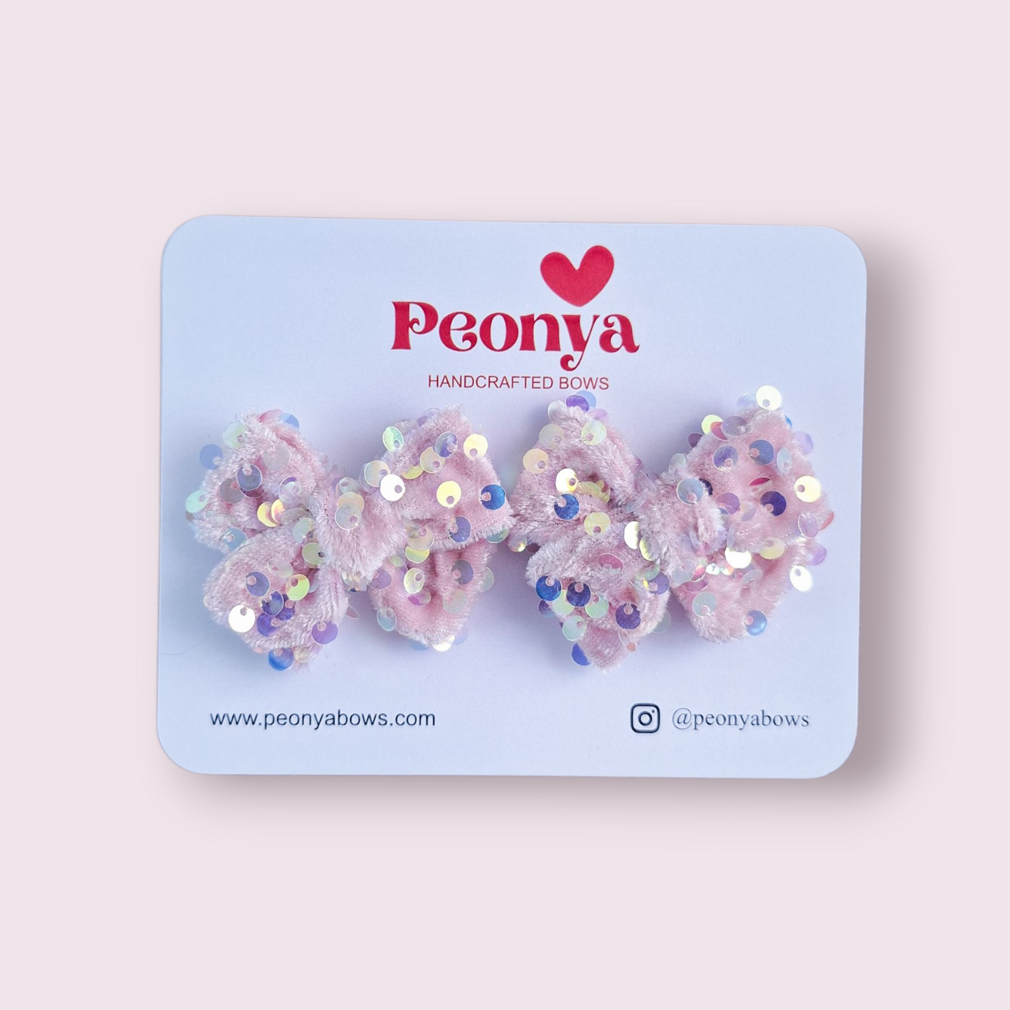 Moño Velvet Lentejuelas Rosa